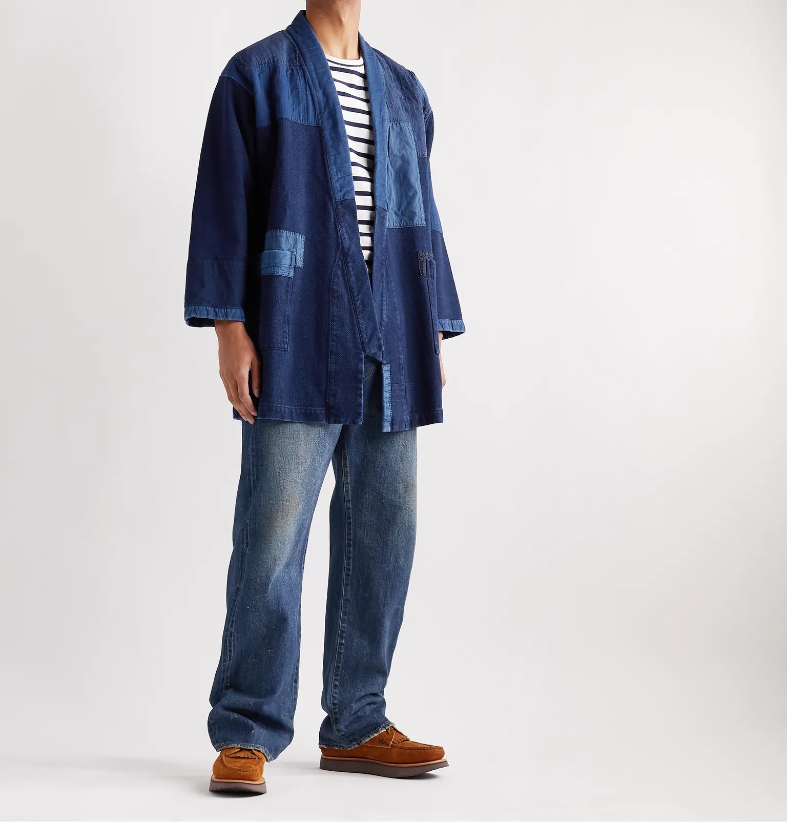 Sashiko Haori Patchwork Indigo-Dyed Cotton Jacket - 2