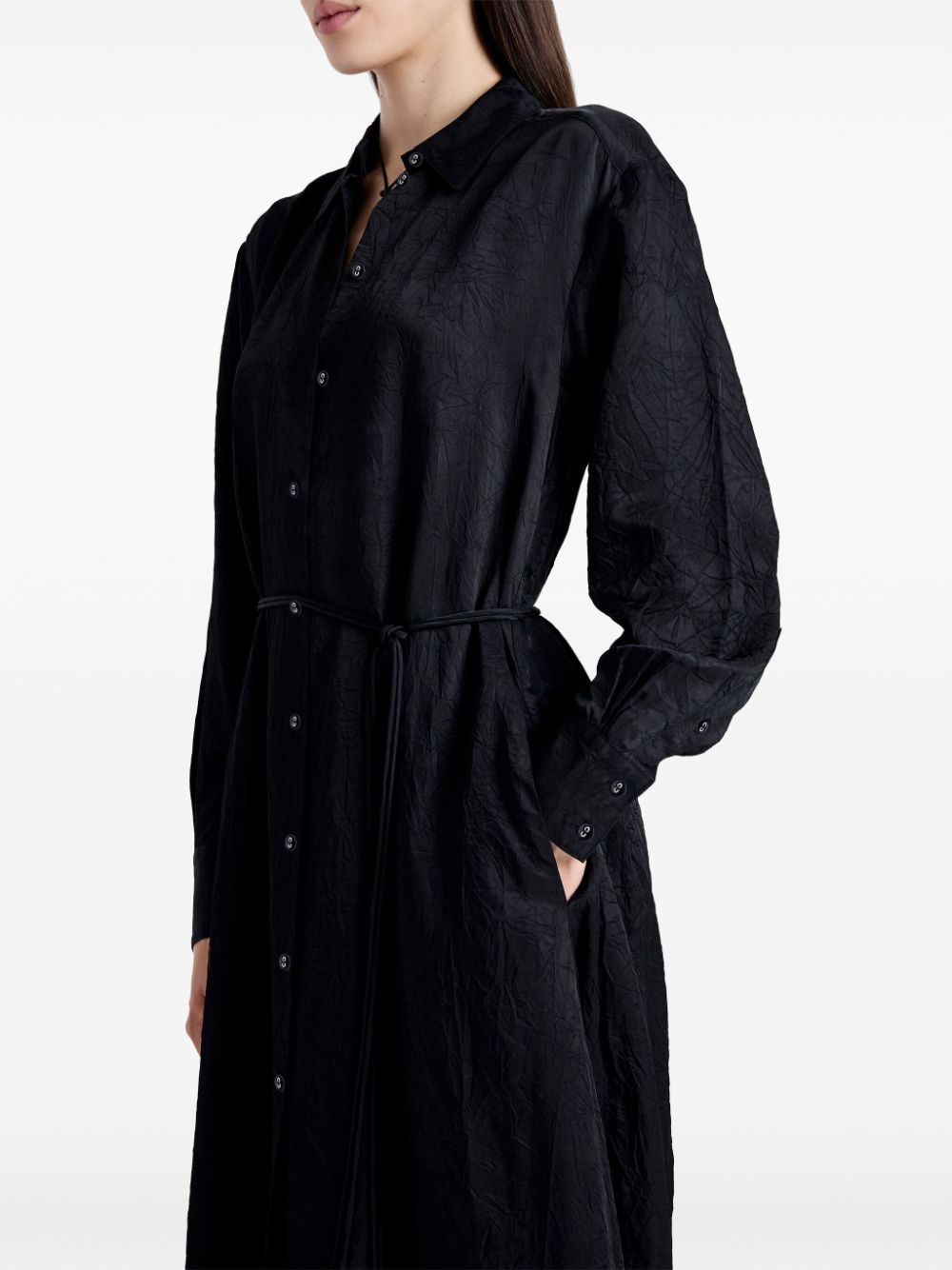 crease-effect long-sleeve shirt dress - 5