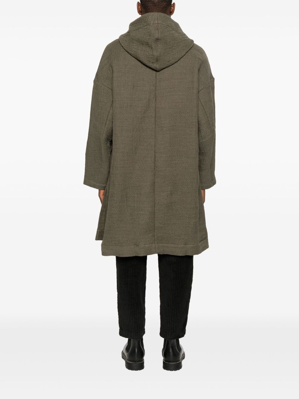 hooded long-sleeved coat - 4