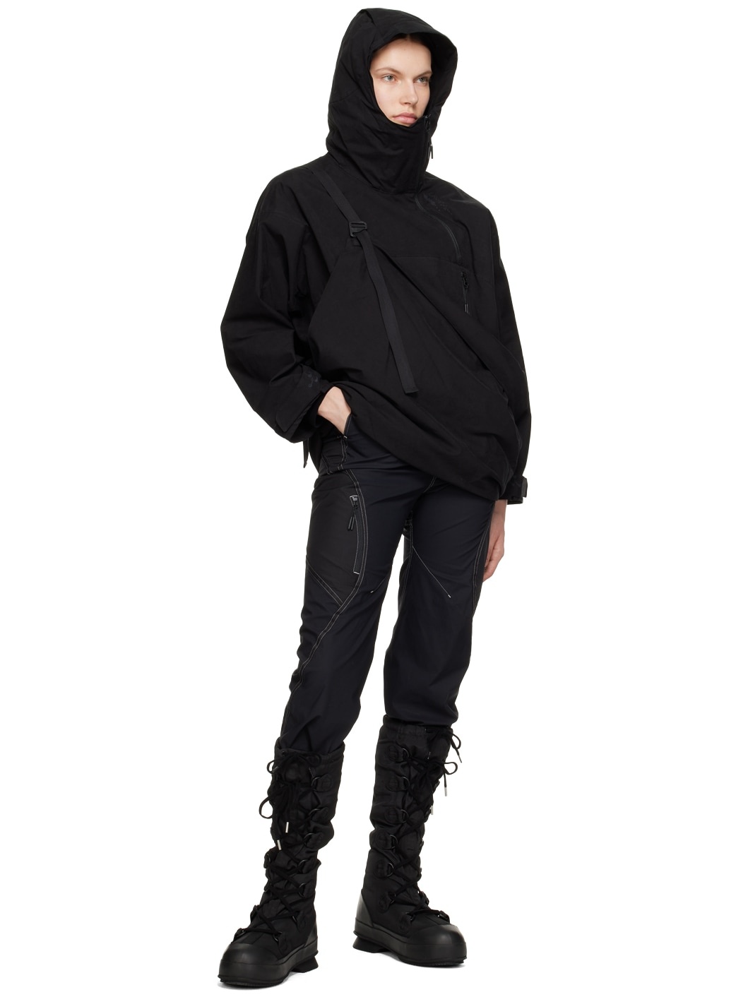 Black Detachable Panel Jacket - 6