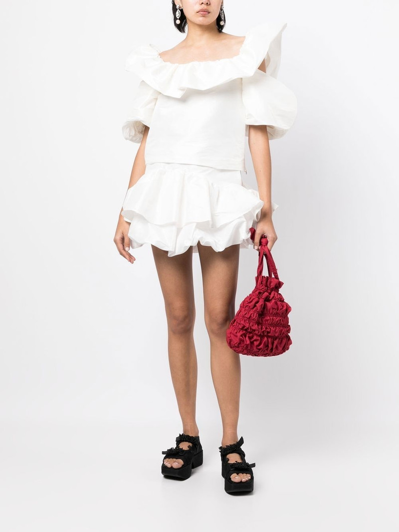 KIKA VARGAS ruffled shoulder cut-out top outlook