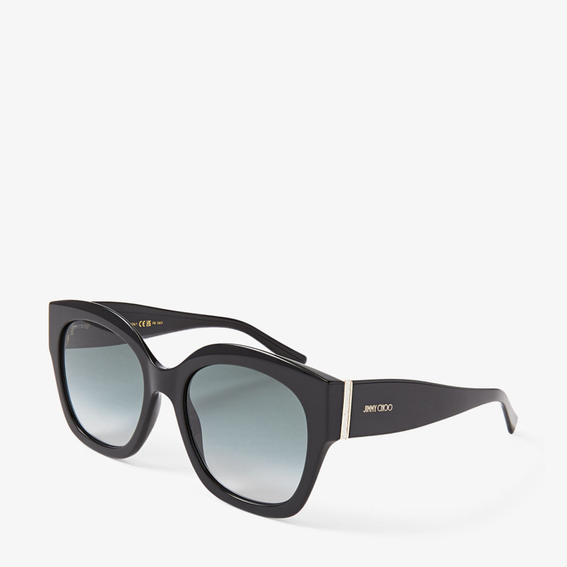 Leela Black Square Frame Sunglasses with Glitter 3