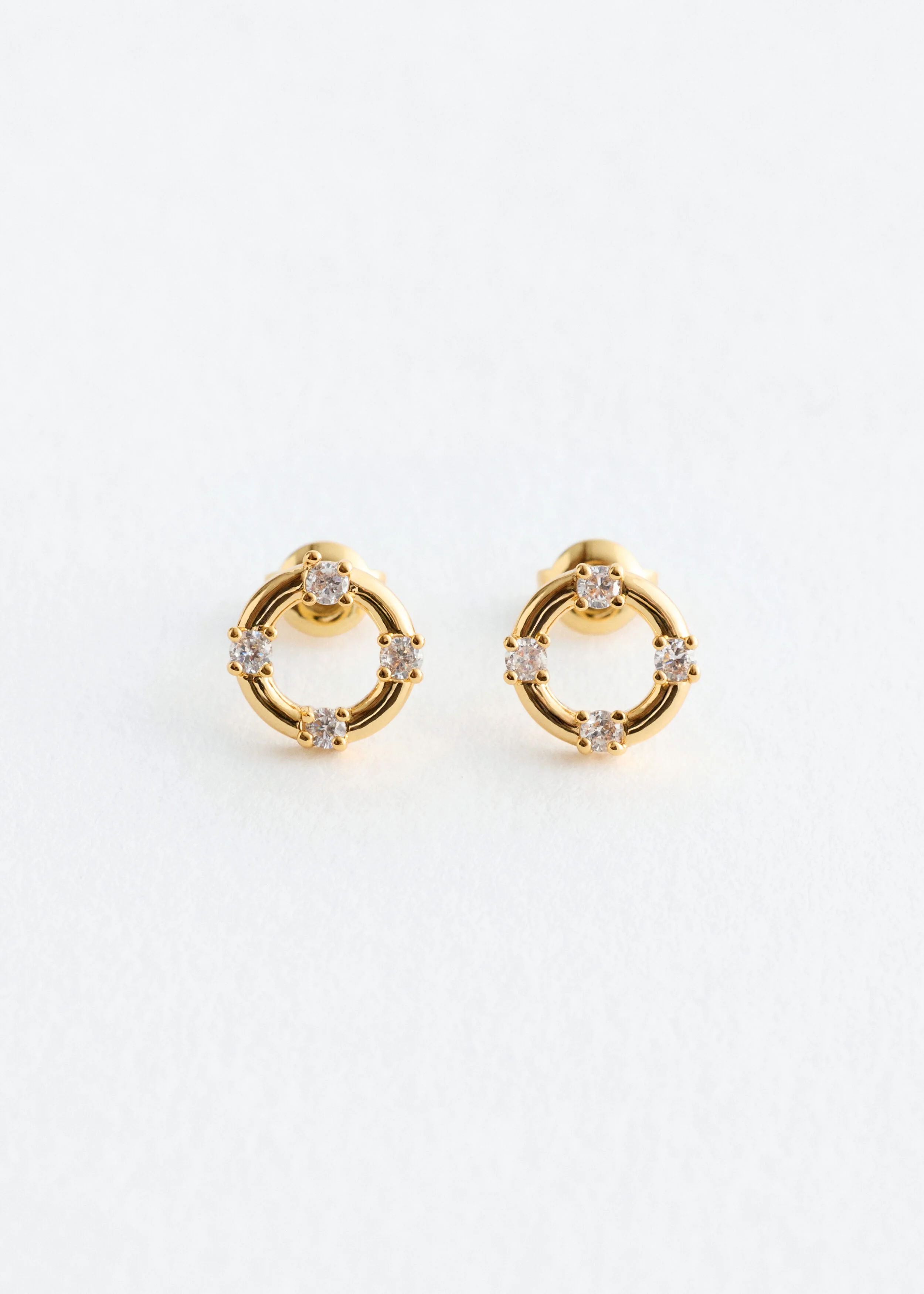 Rhinestone-Detailed Stud Earrings - 1