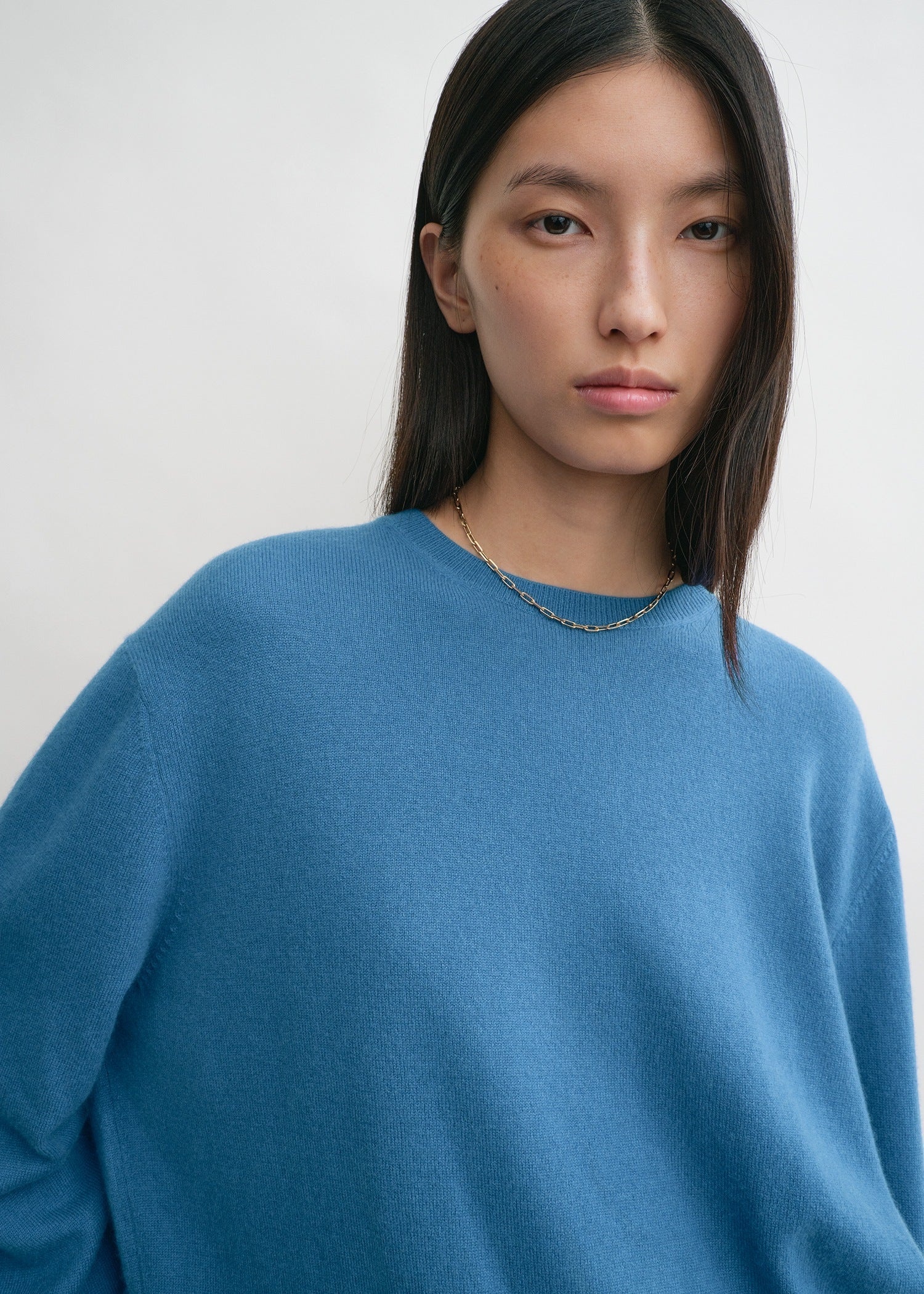 Crew-neck cashmere knit azure - 5