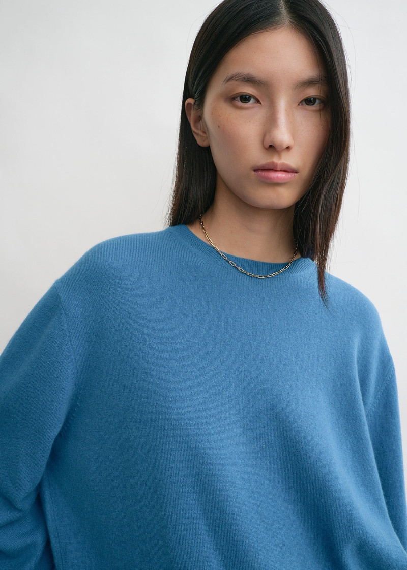 Crew-neck cashmere knit azure 5