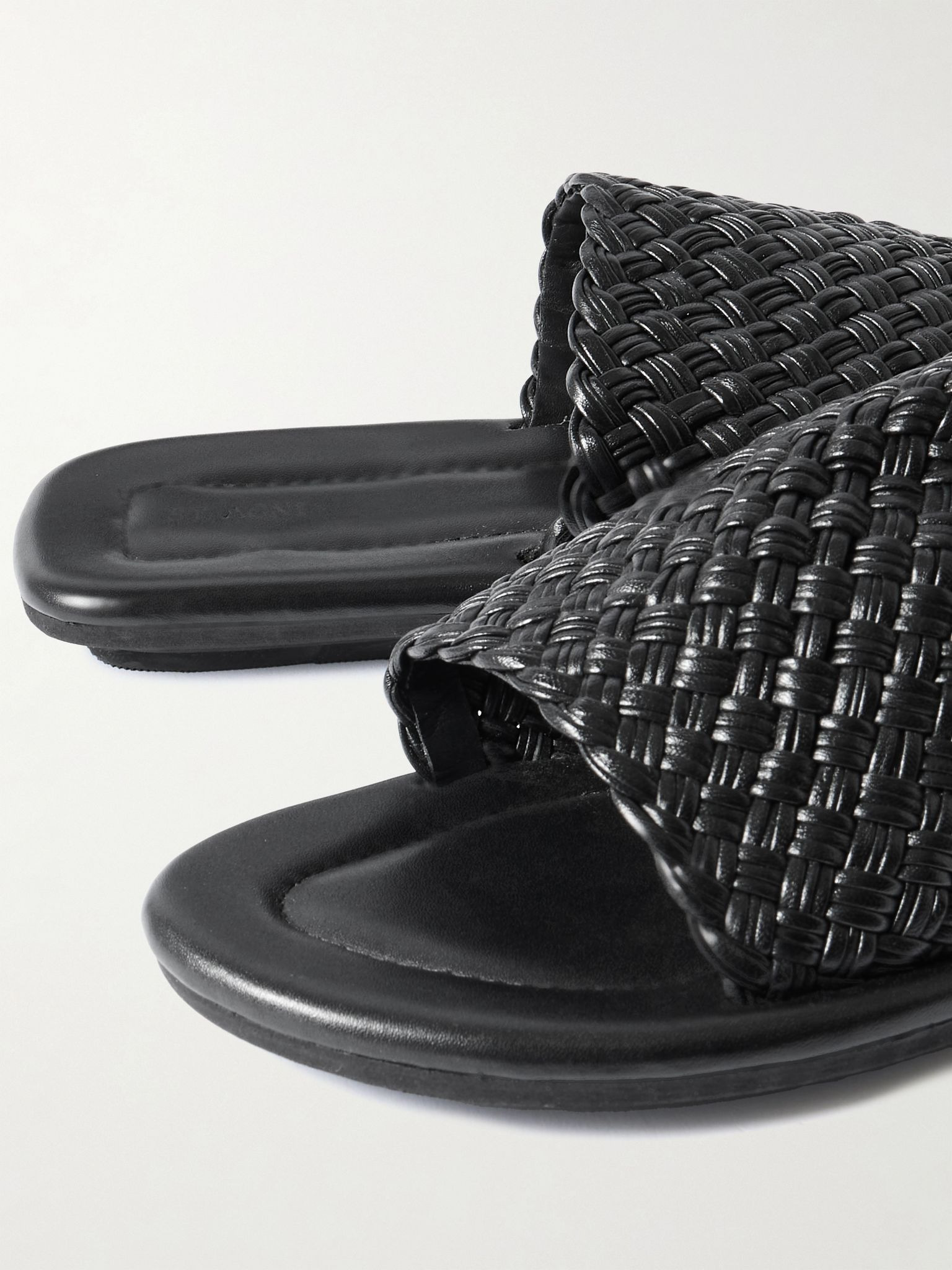 Woven leather sandals Black - 4
