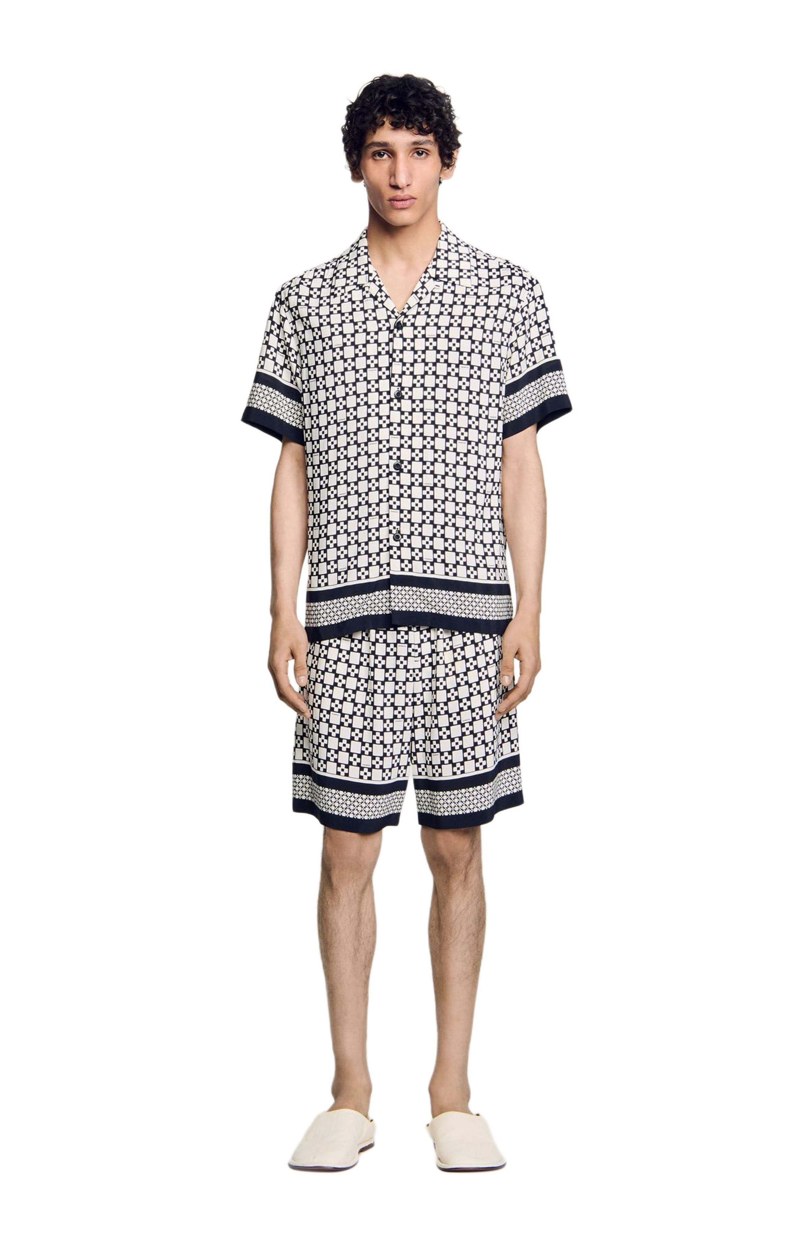 SANDRO Square Cross motif flowing blouse in Black at Nordstrom - 2