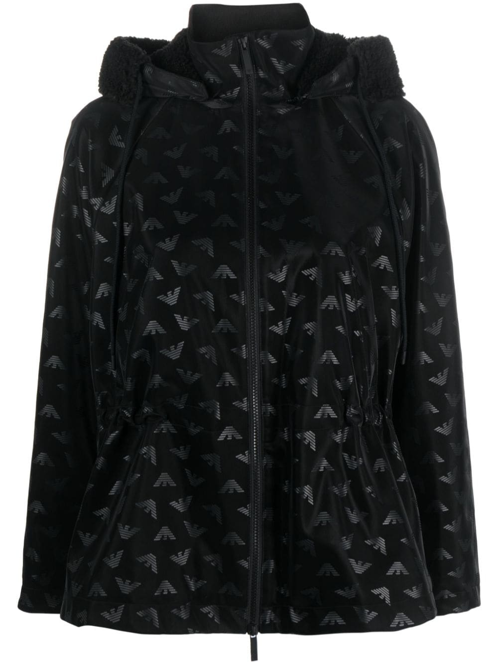 logo-print tonal hooded jacket - 1