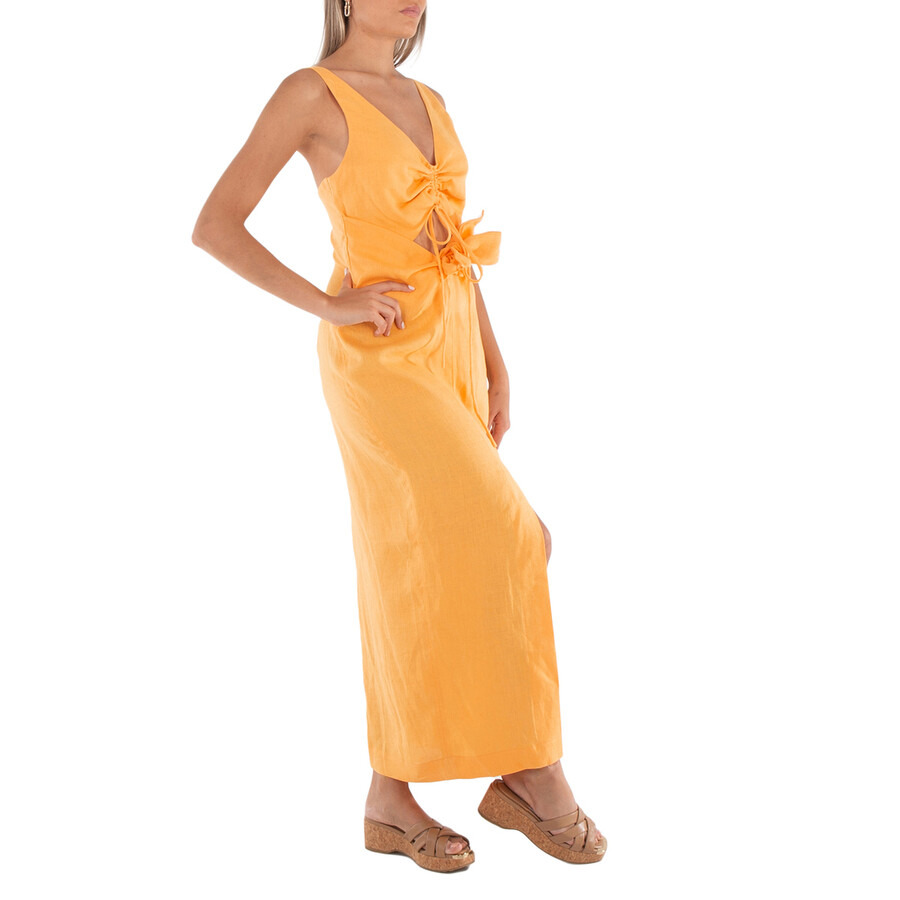 Nanushka Draped Linen Midi Dress - 6