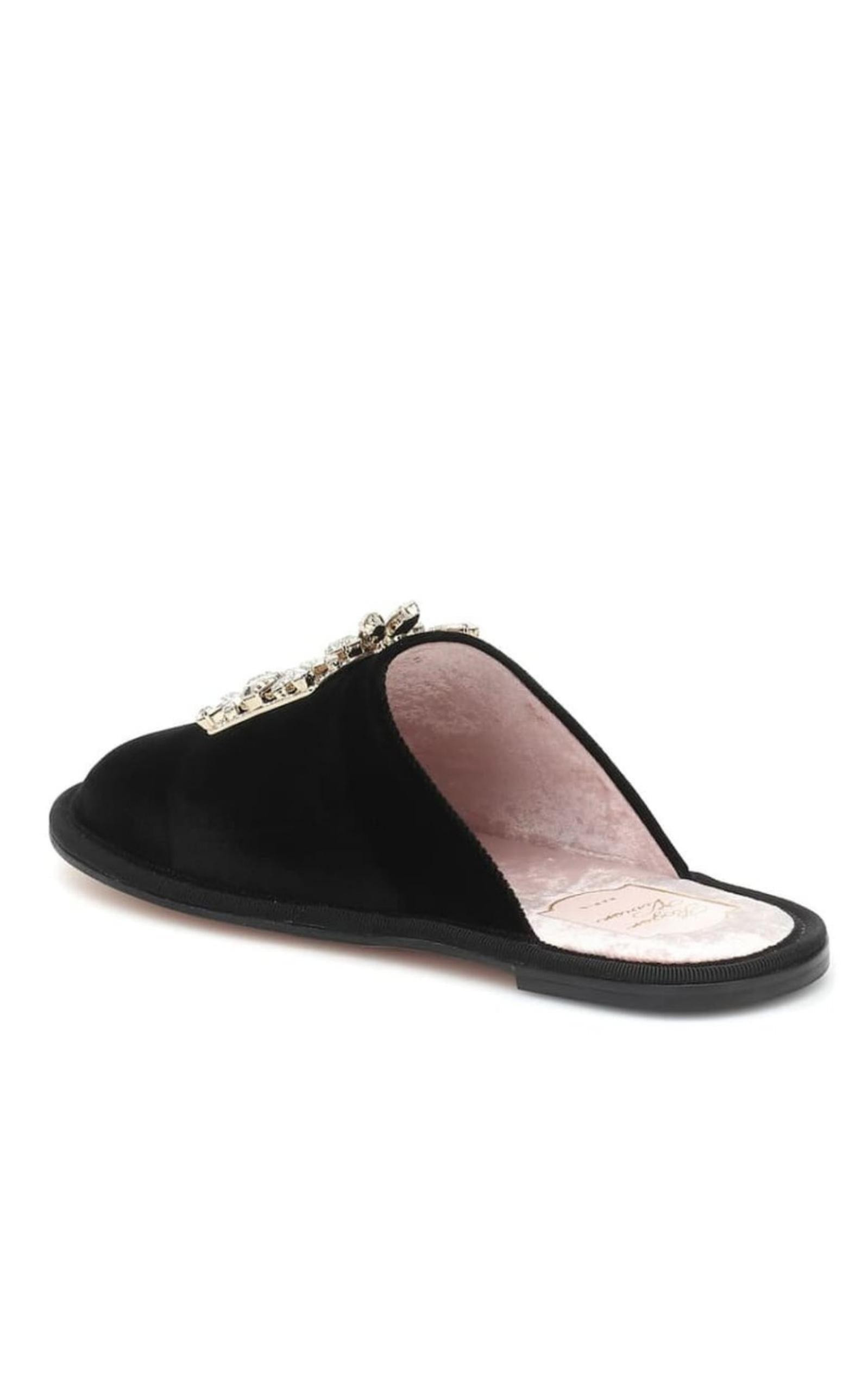 Hotel Vivier Crystal-buckle Velvet Slippers - 4