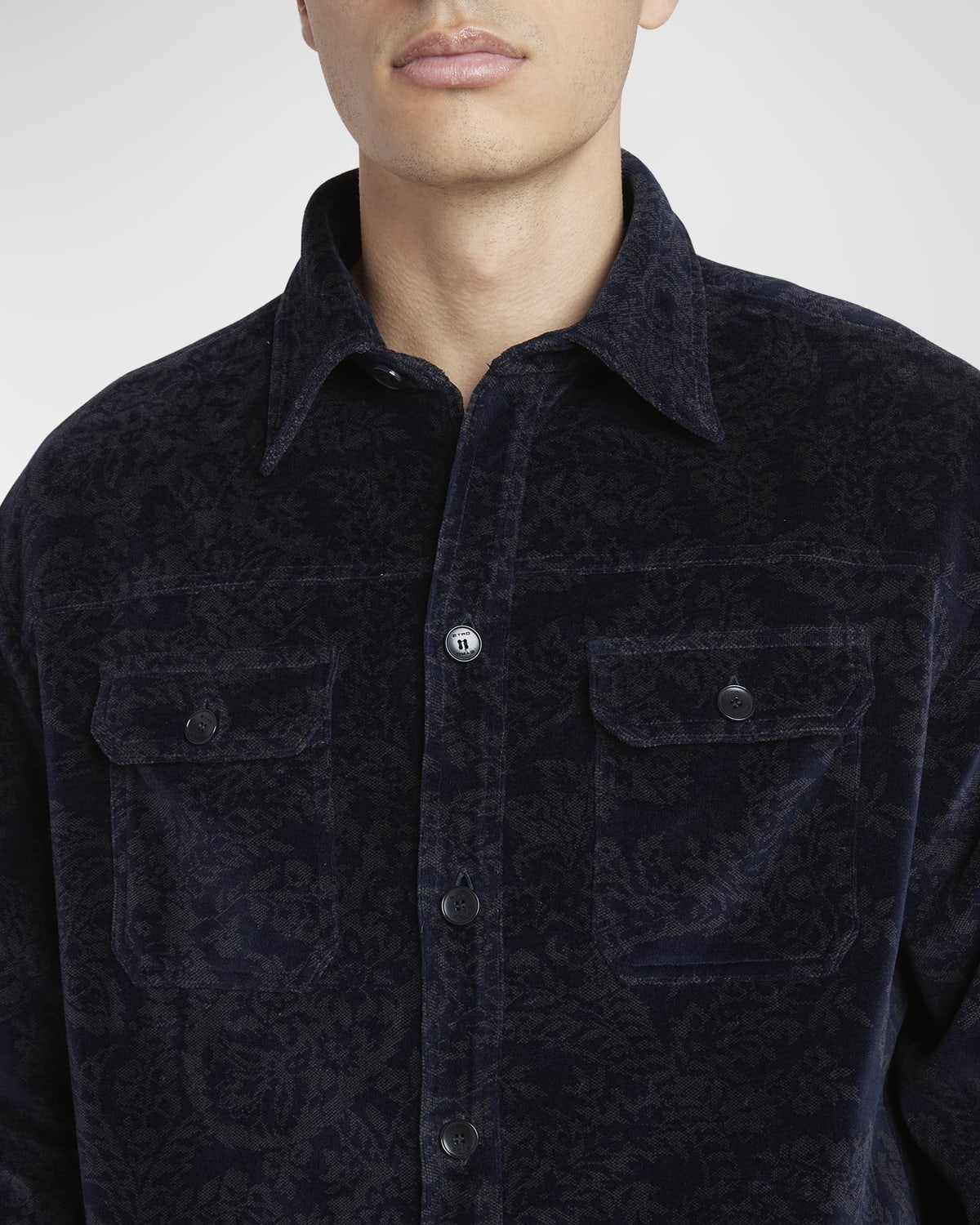 Men's Paisley Velvet Overshirt - 5