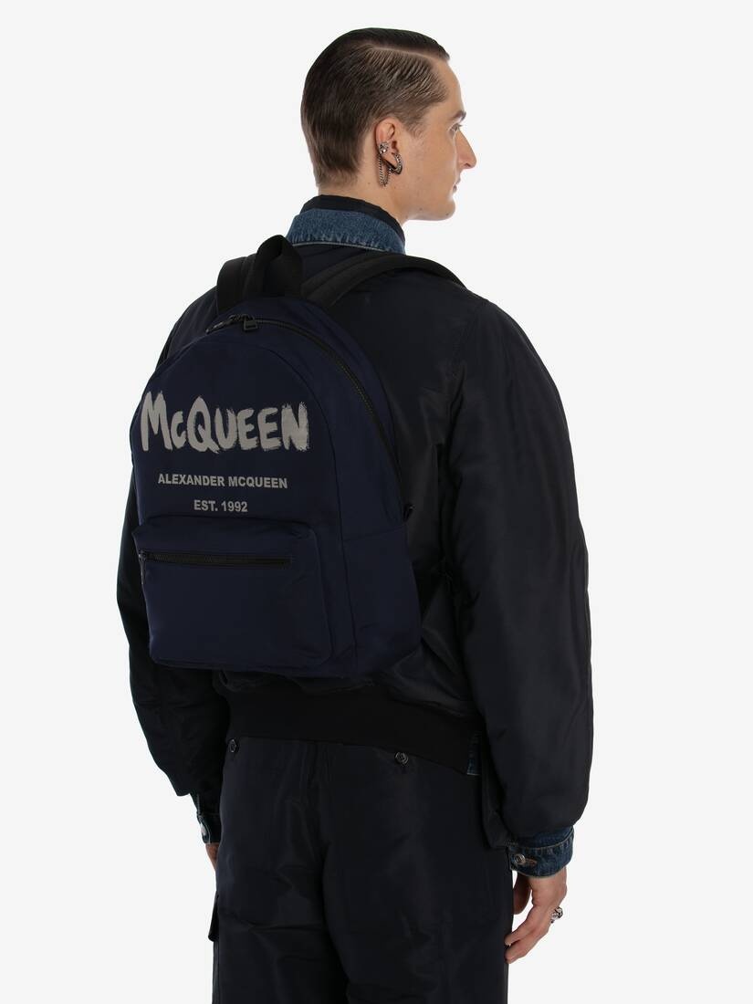 Mcqueen Graffiti Metropolitan Backpack in Navy - 5