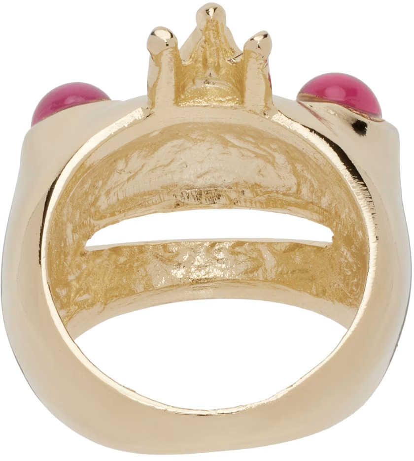 GOLD PINK FROG PRINCE RING - 3