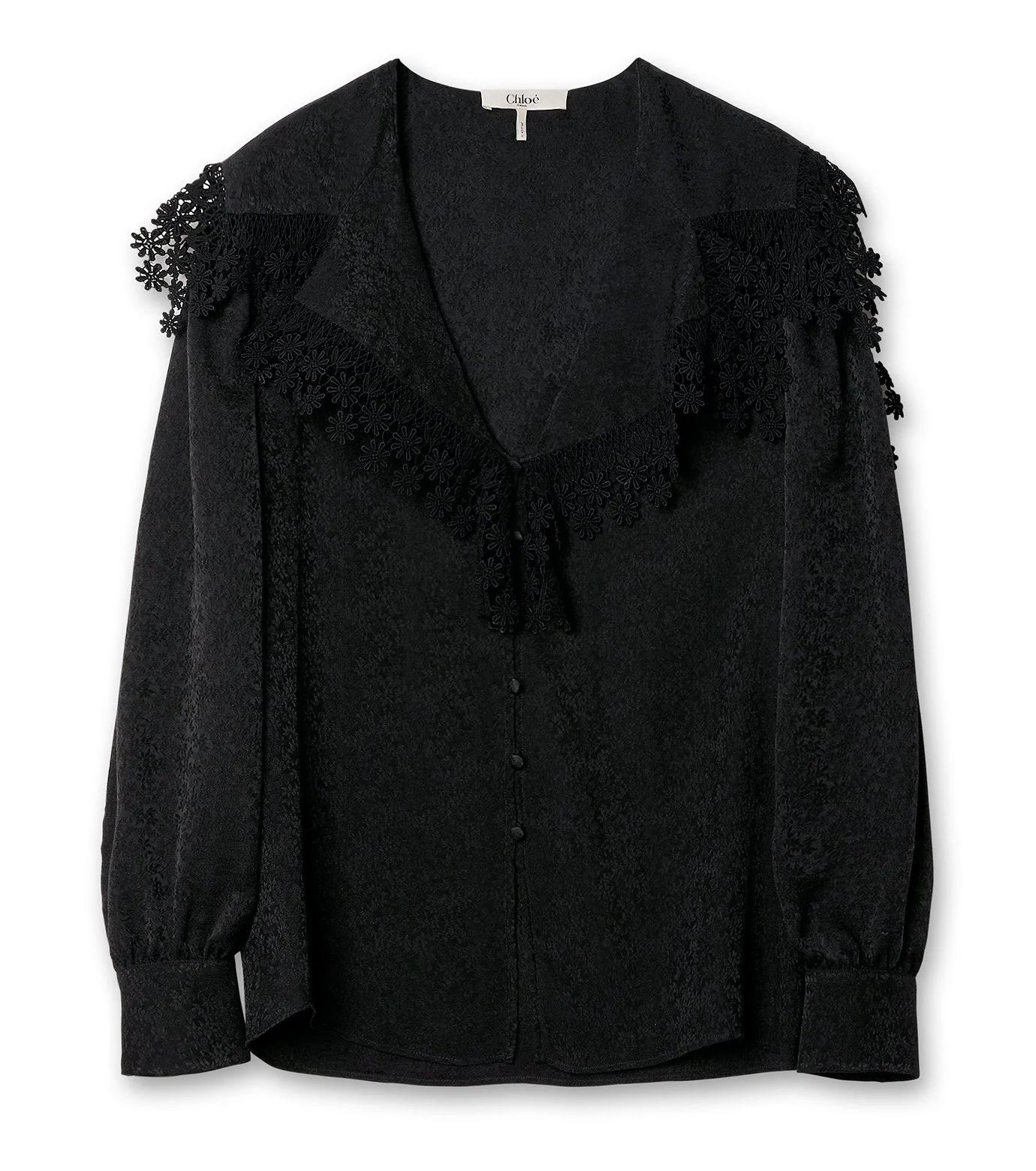Jacquard Lace Trim Blouse - 1
