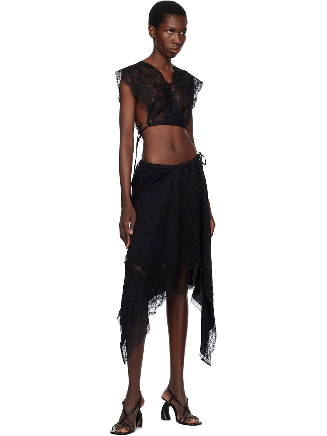 Black Cloqué Midi Skirt - 4