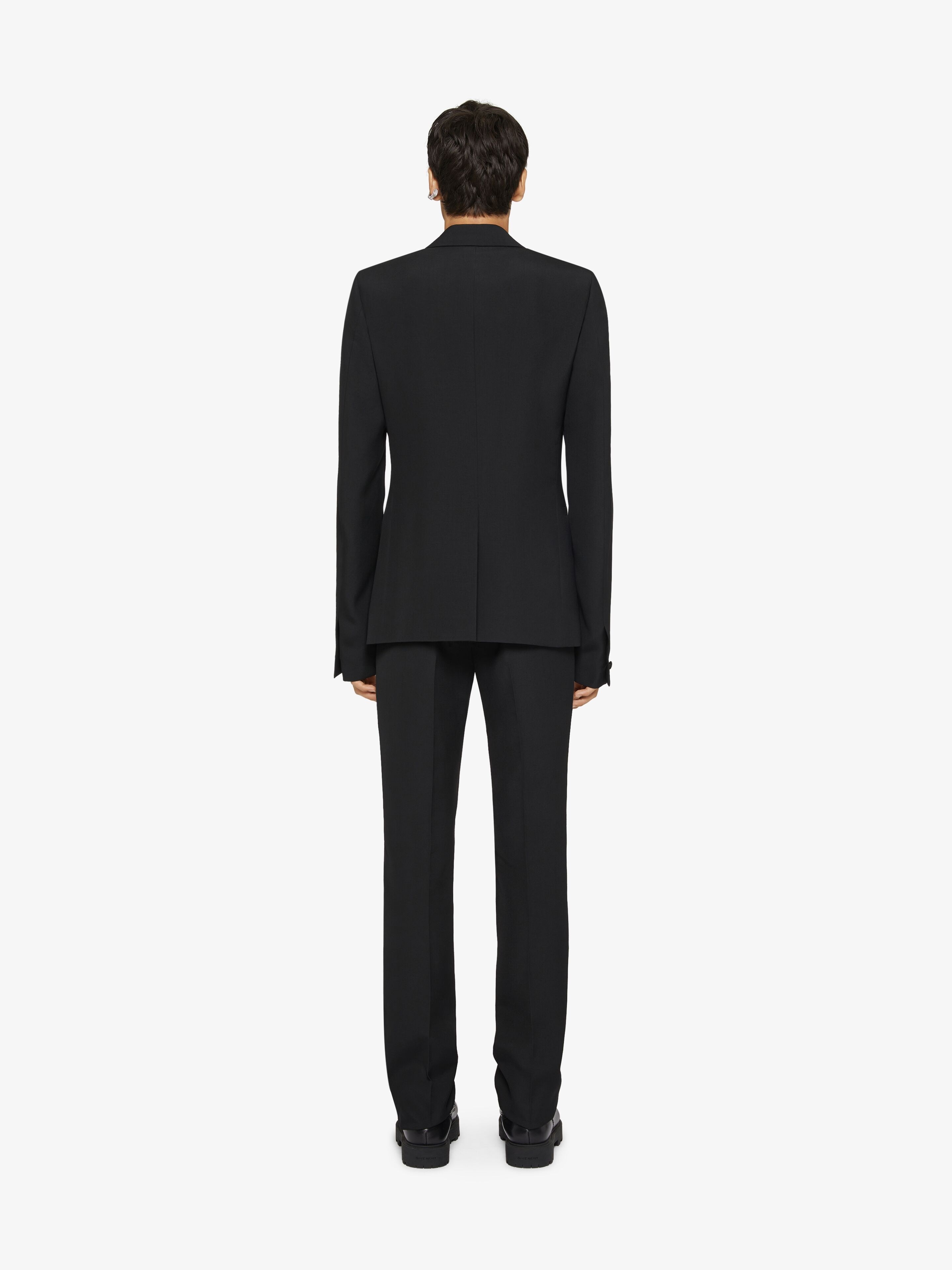 SLIM FIT TAILORED PANTS IN WOOL WITH SATIN - 4