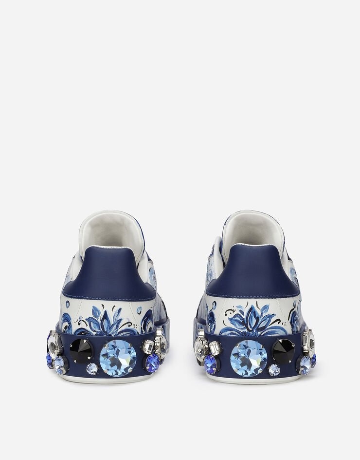 Majolica-print calfskin Portofino sneakers - 3