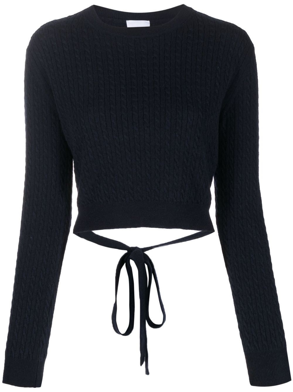 cable-knit rear-tie cropped jumper - 1