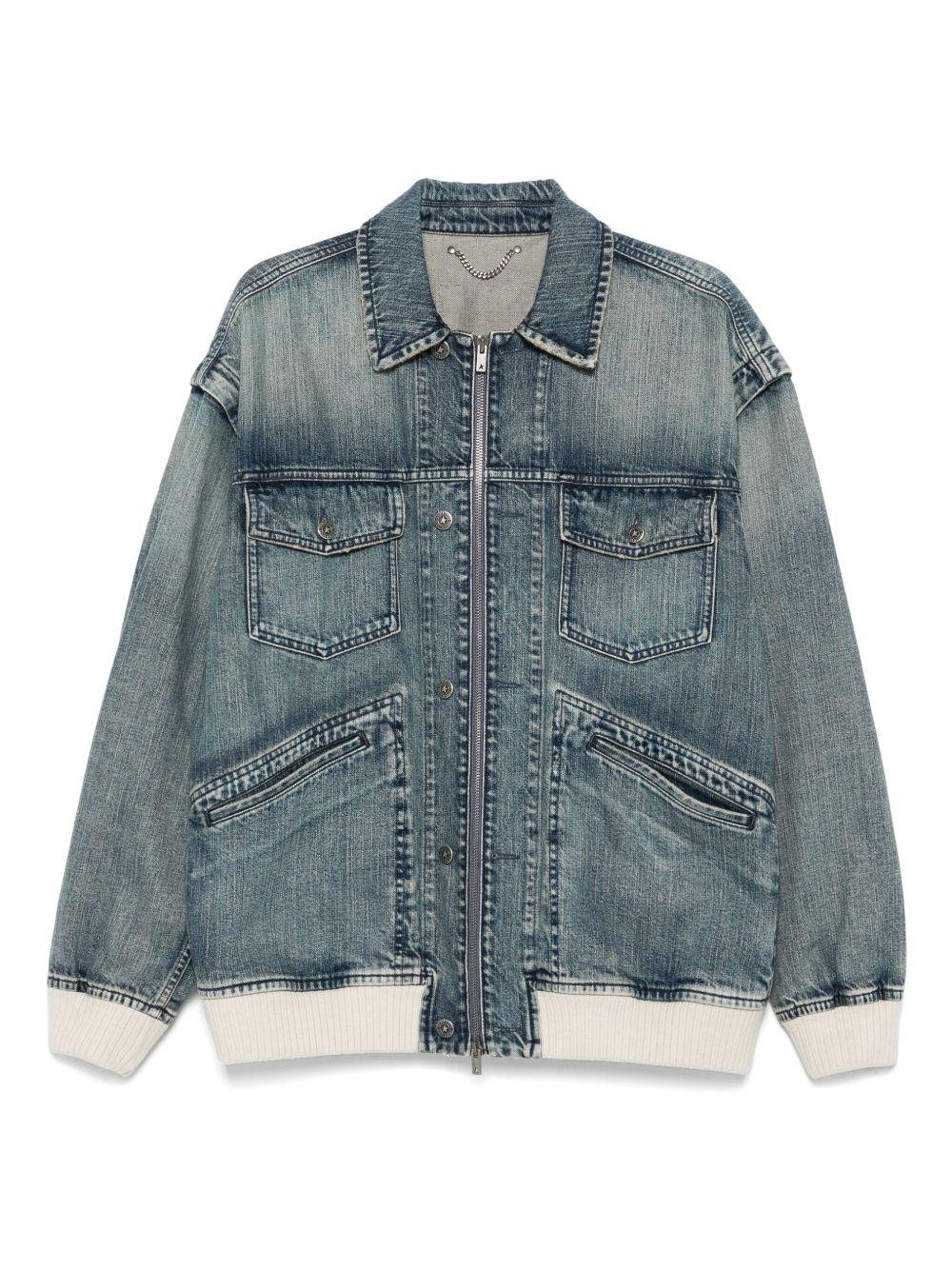 zip-up denim jacket - 1