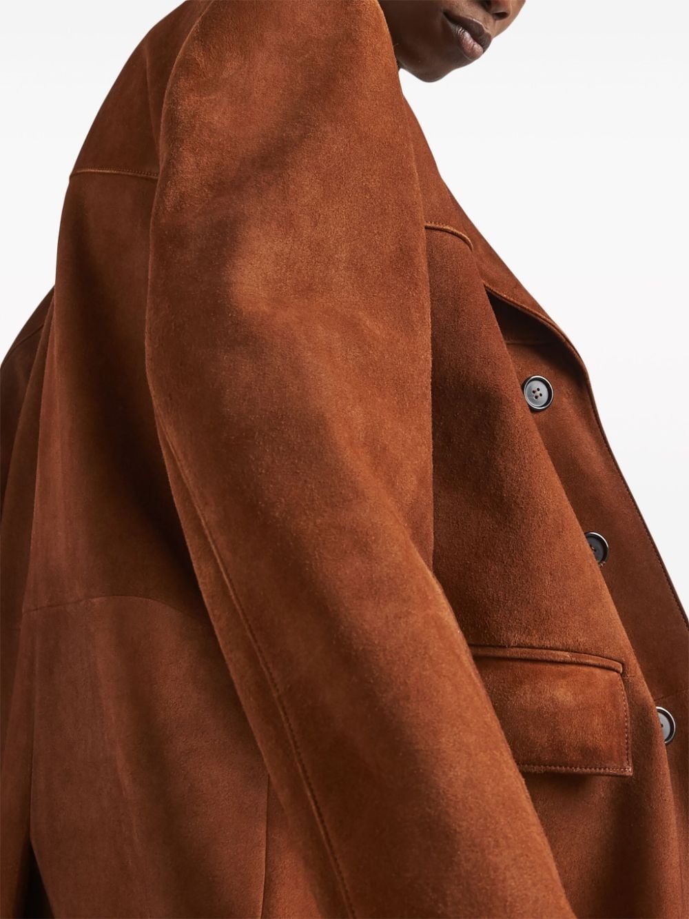 single-breasted leather coat - 5
