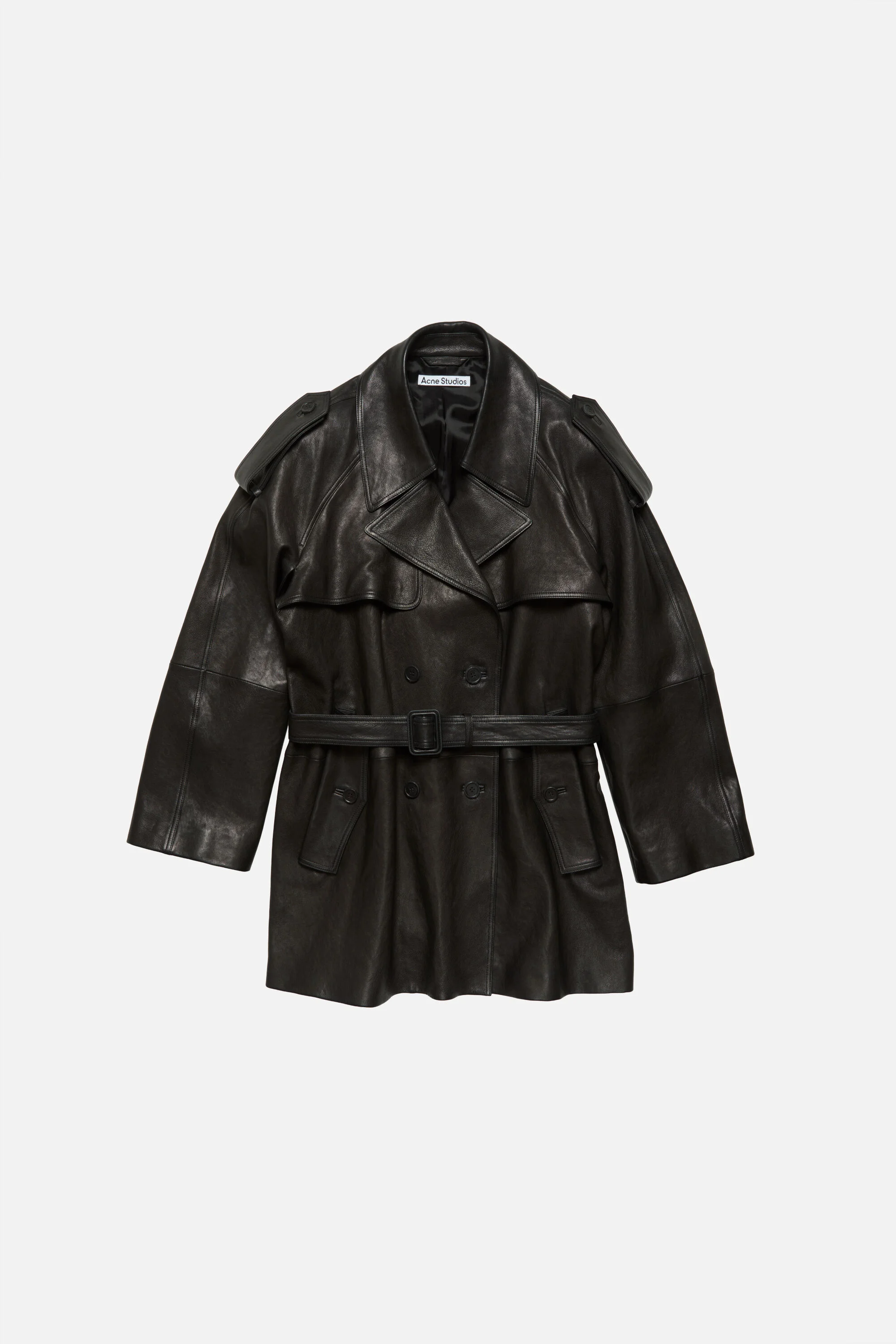 Leather trench coat - Black - 1