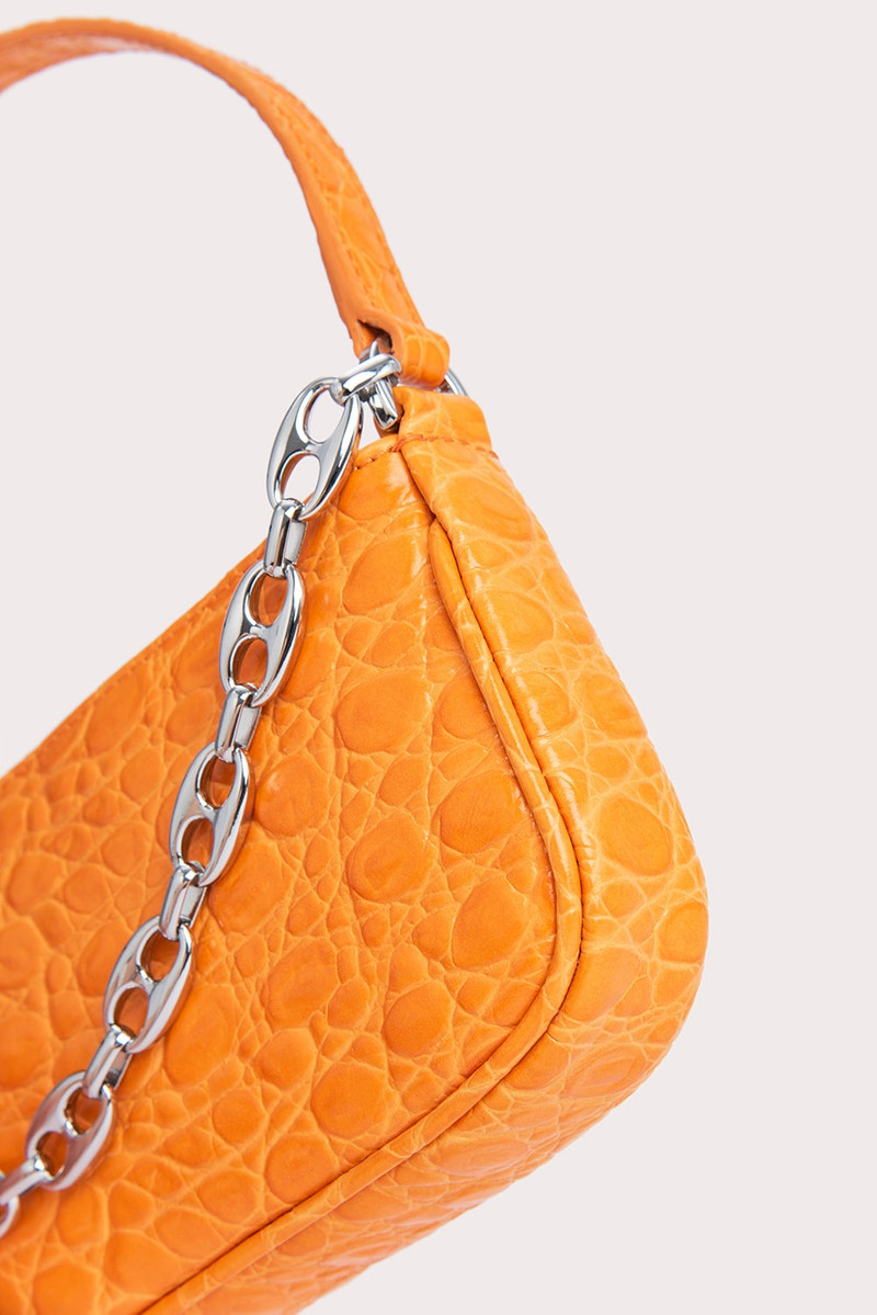 Mini Rachel Orange Circular Croco Embossed Leather 6
