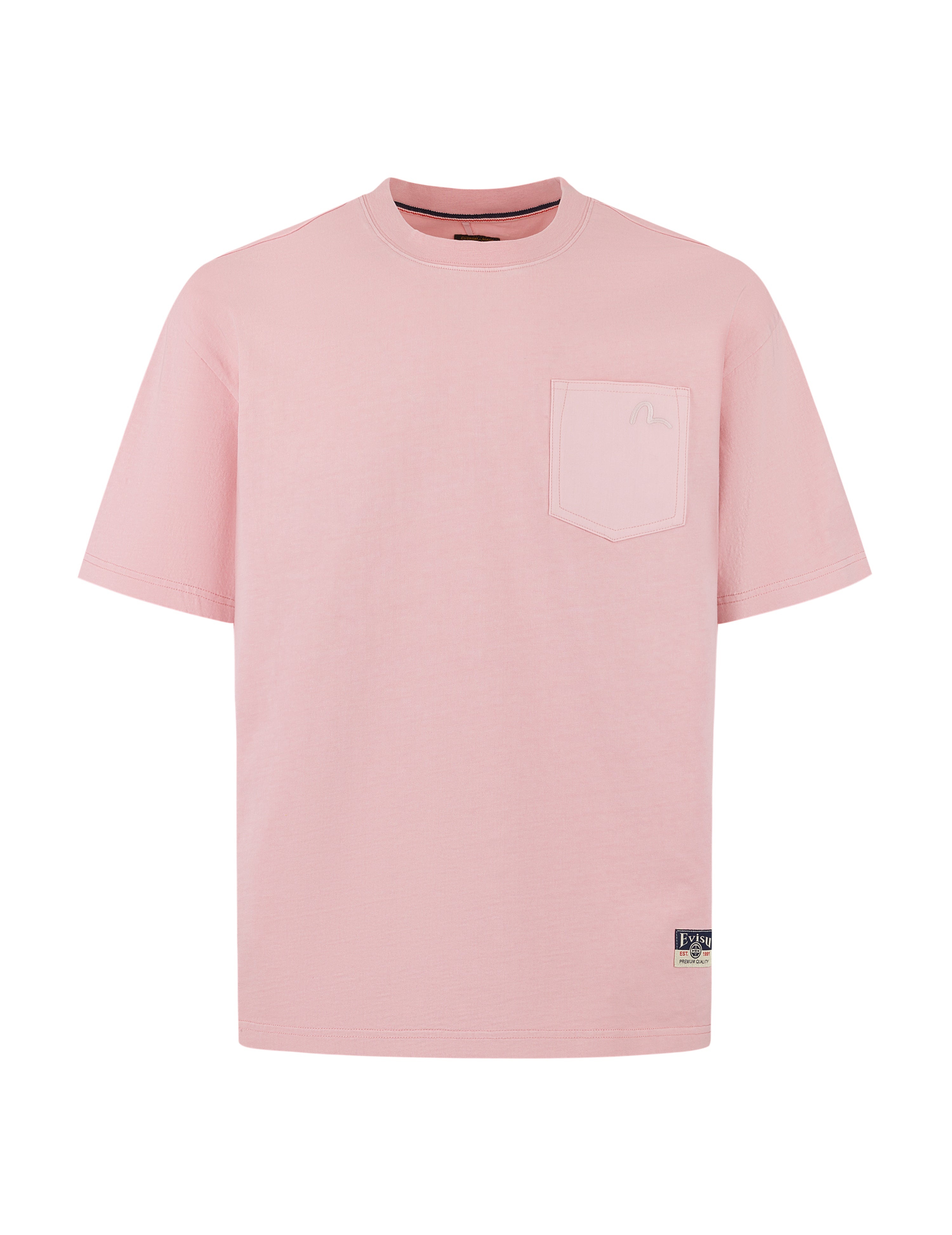 Seagull Embroidery Stitching Pocket Relax Fit T-Shirt - 9