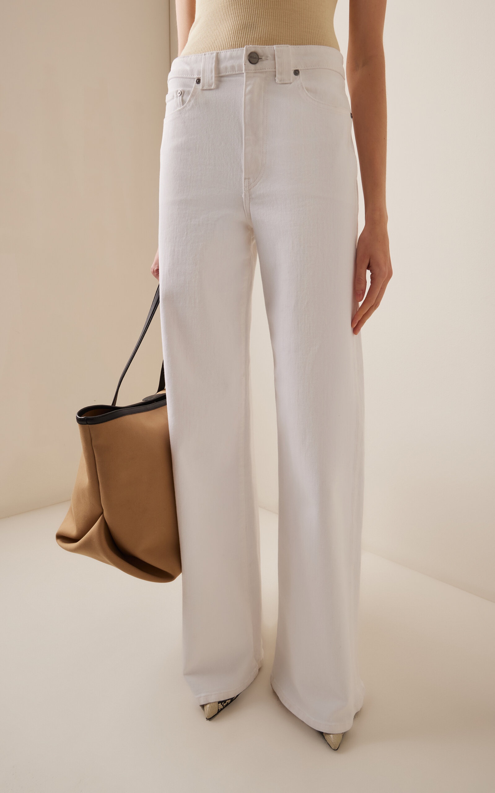 Dane Stretch High-Rise Wide-Leg Jeans white - 3