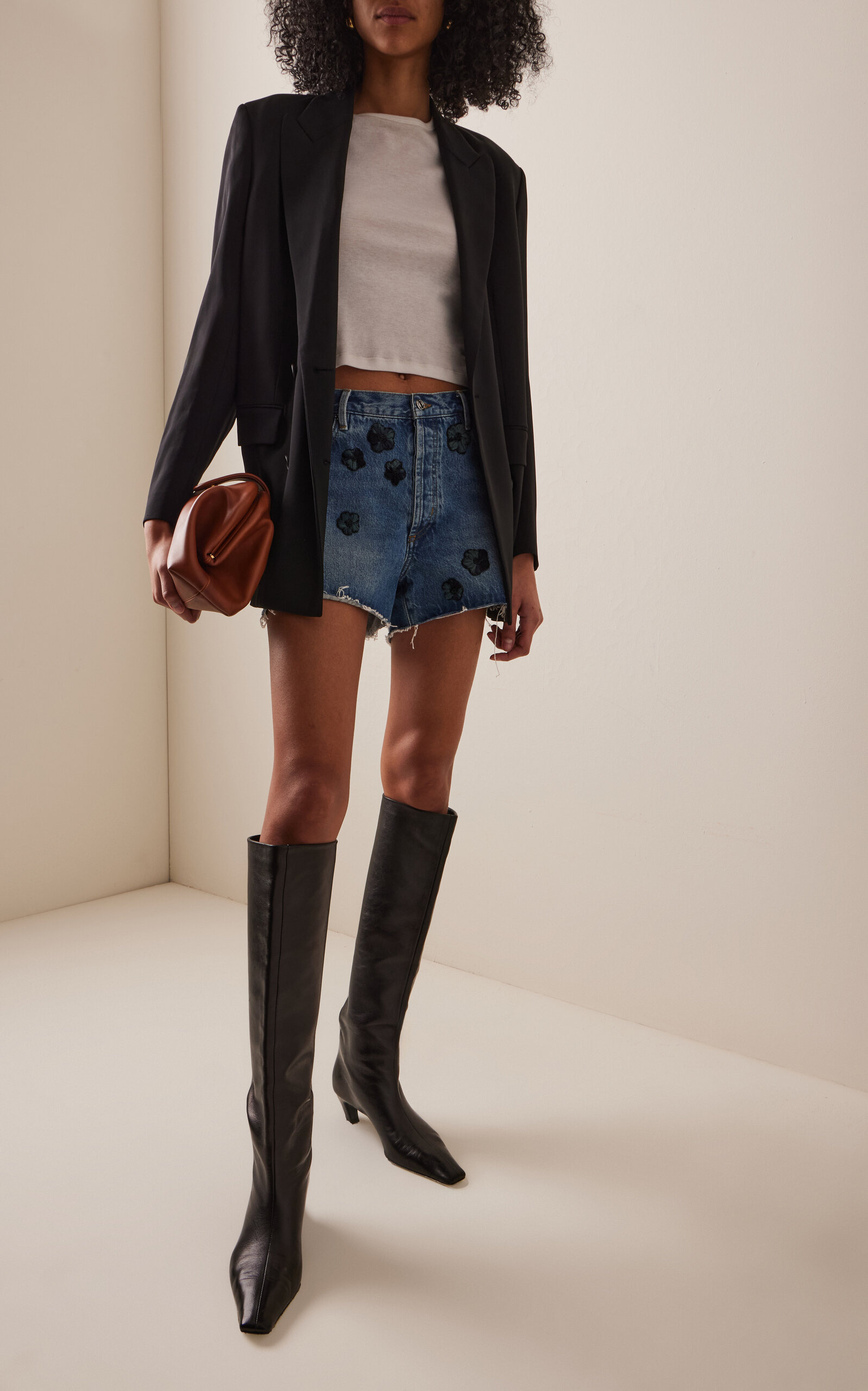 The Hang Embellished Denim Shorts dark wash - 2