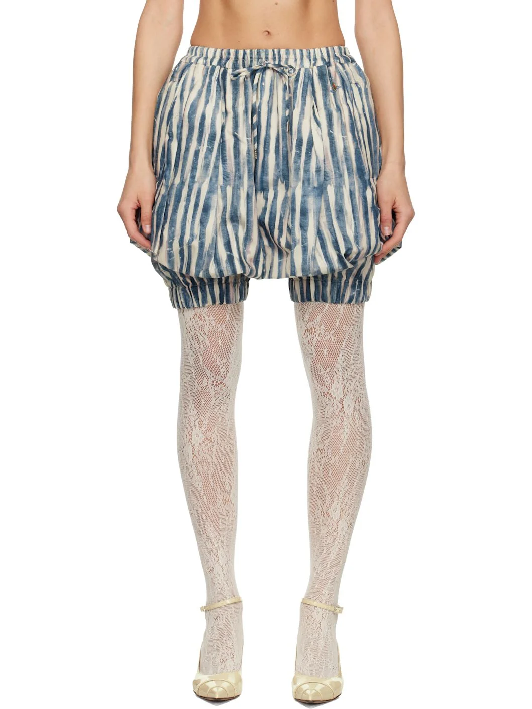 Blue & Off-White Bloomers Shorts - 1