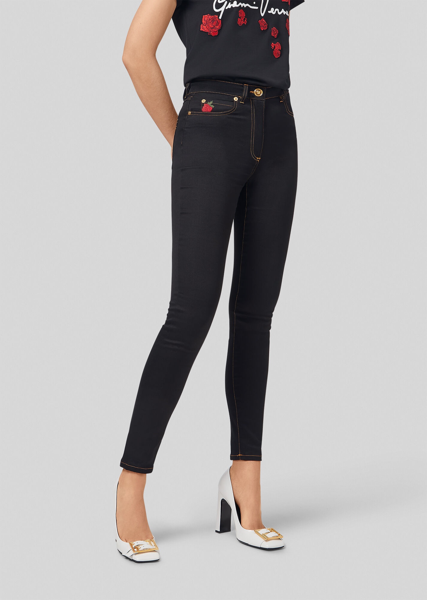 Embroidered Roses Jeans - 3