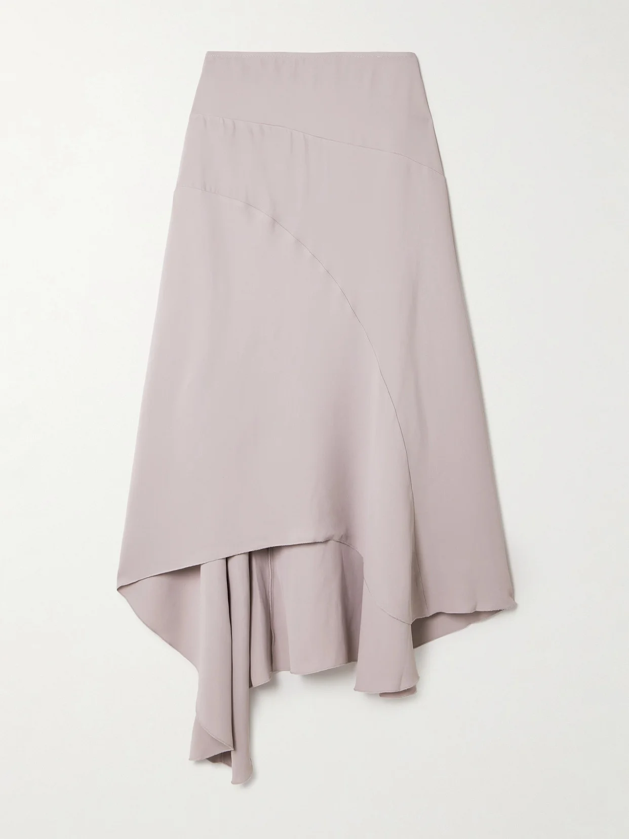 Paneled Asymmetric Crepe Midi Skirt - 1