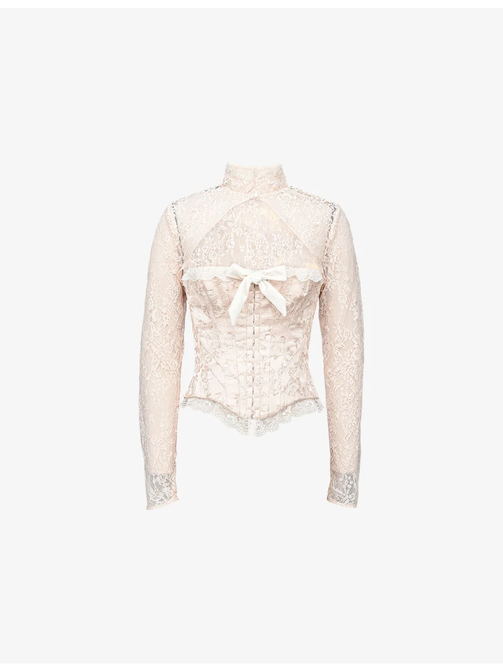 Perdita Metallic-Jacquard Corset and Bolero Lace Top - 1