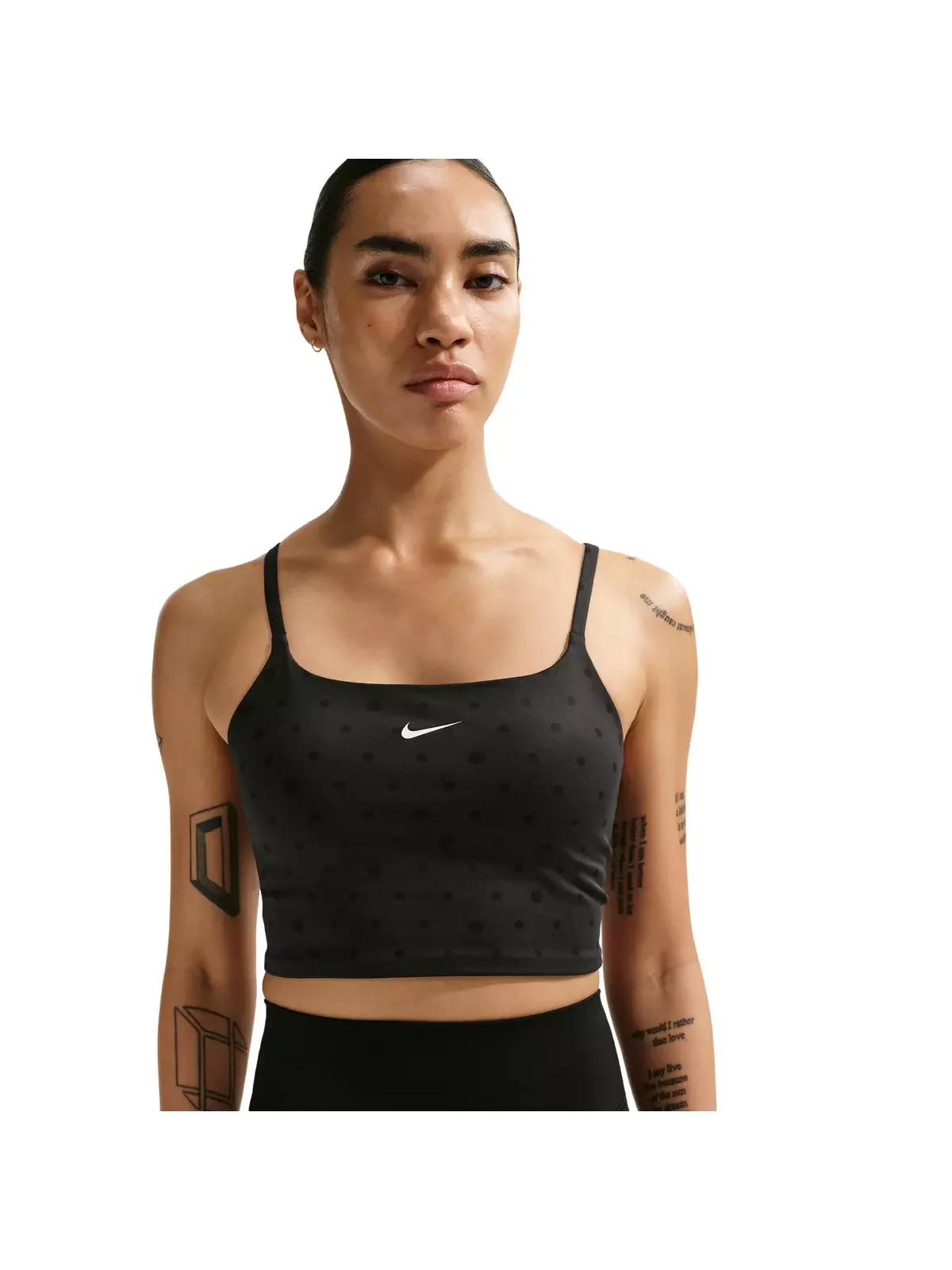 Women's One Light-Support Padded Printed Sports Bra -Black - 1