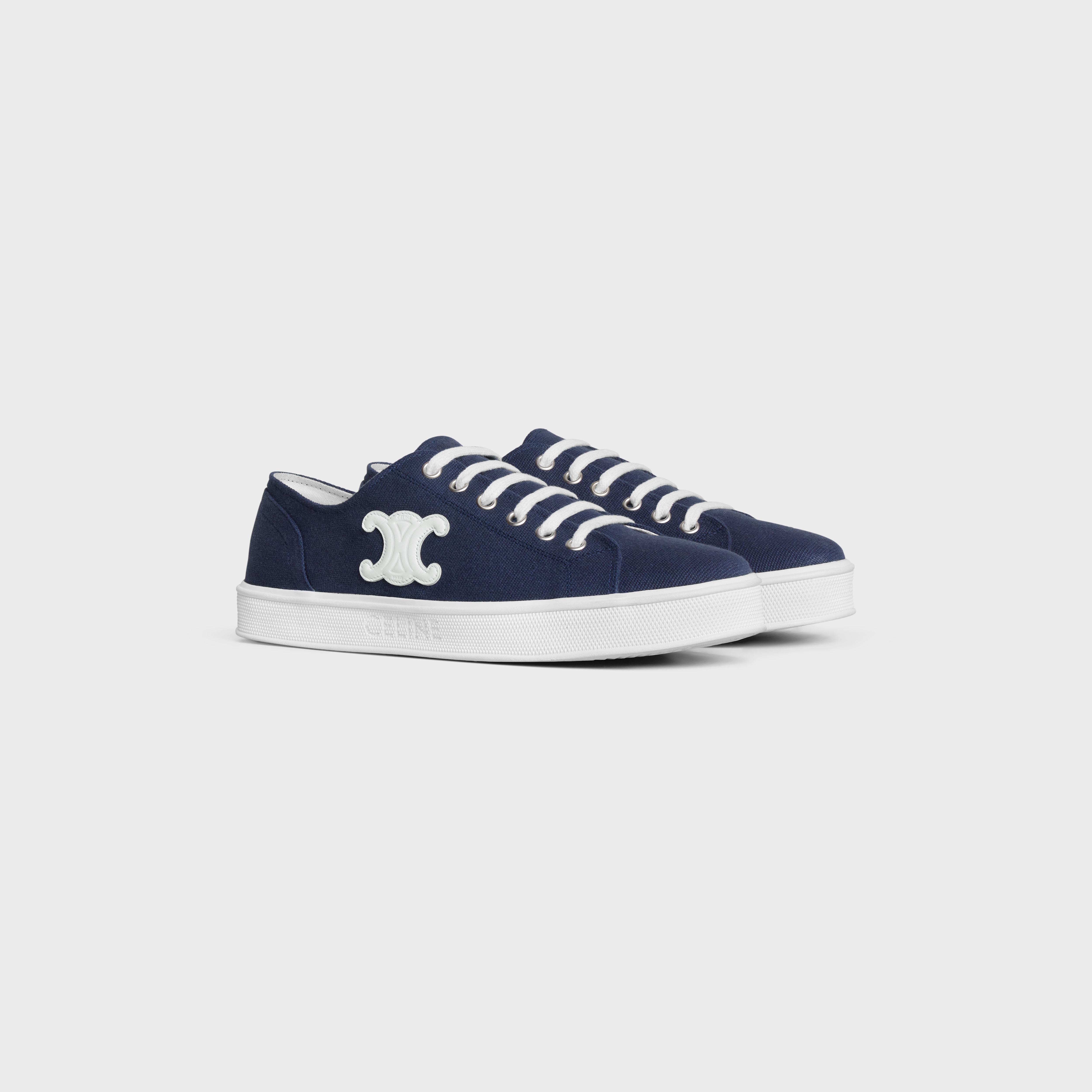 JANE SNEAKERS LOW LACE-UP WITH TRIOMPHE PATCH in CANVAS AND CALFSKIN - 2