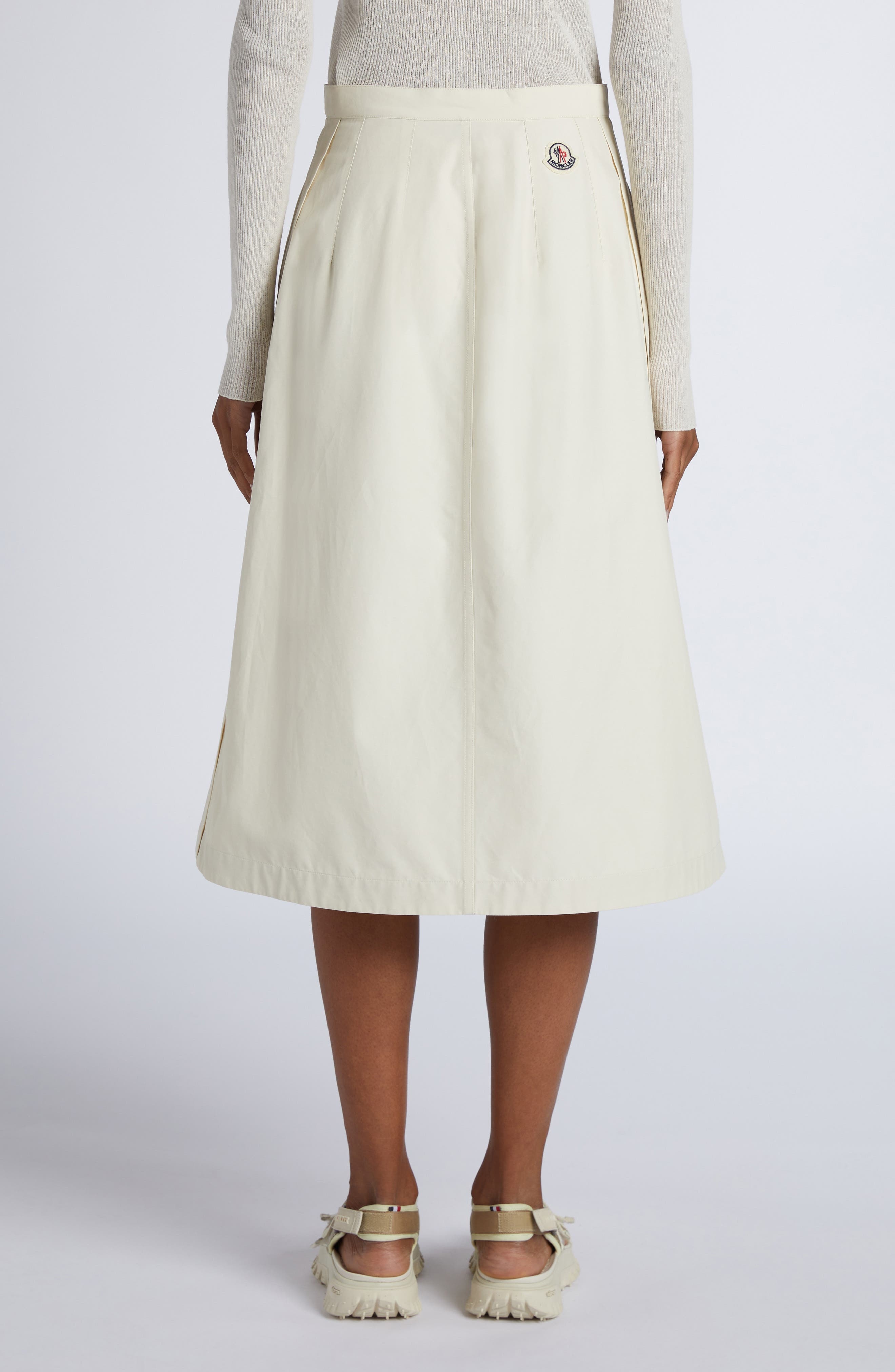 Moncler Snap Front Twill A-Line Skirt in White at Nordstrom - 3