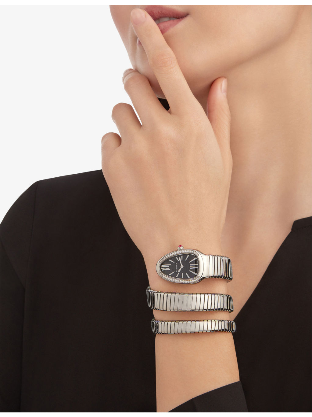 SP35BSDS2T Serpenti Tubogas stainless-steel and 0.29ct diamond quartz watch - 5