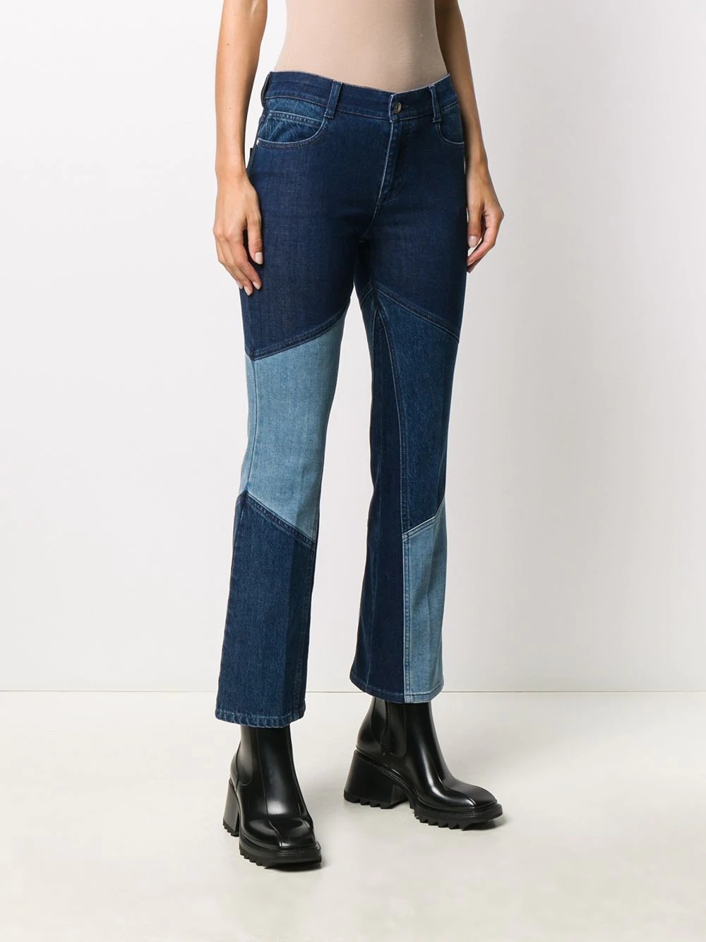 contrast-panel kick-flare jeans - 3