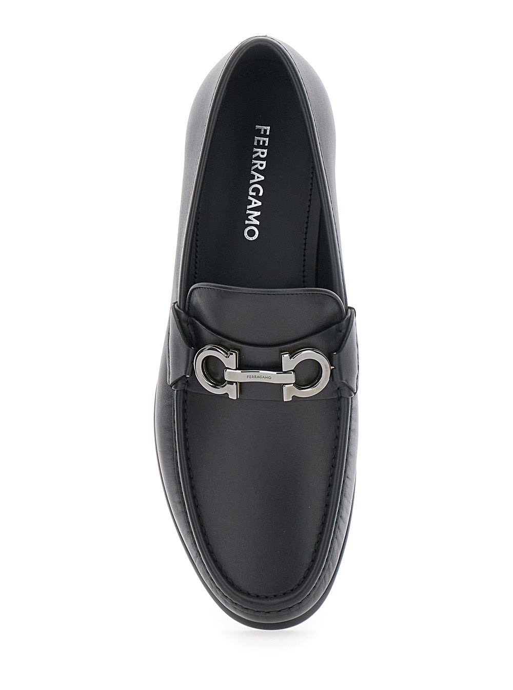 Ferragamo Men 'Avril' Black Loafers With Gancini Plaque On The Front In Leather Man - 4