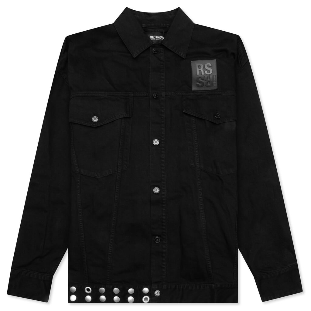 JACKET W/ LEATHER FRINGES AND STUDS - BLACK - 1