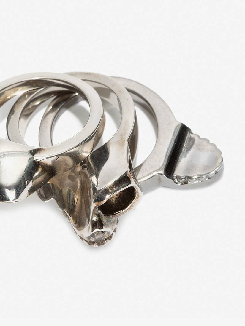 Divided Skull Ring in Antique Silver - 4