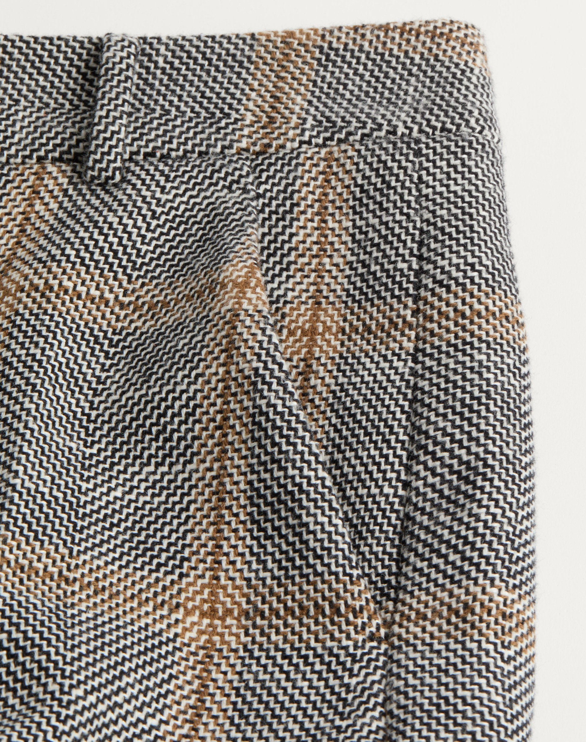 WOOL BLEND TROUSERS WITH TURN-UP WITH CHECK PATTERN - 2