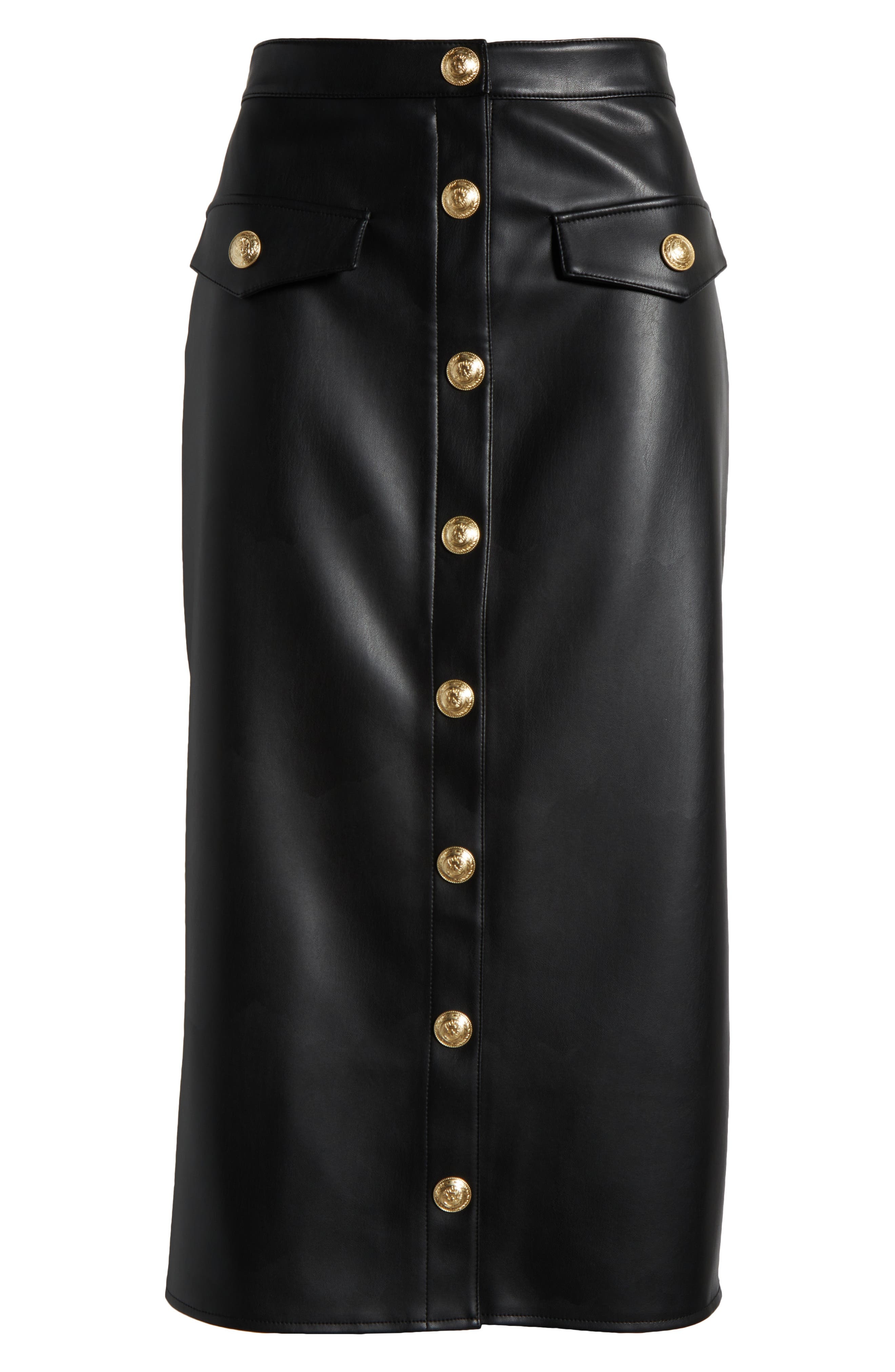 L'AGENCE Milann Faux Leather Midi Skirt in Black at Nordstrom - 5