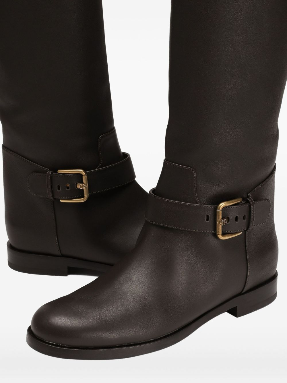 buckle-strap leather boots - 4