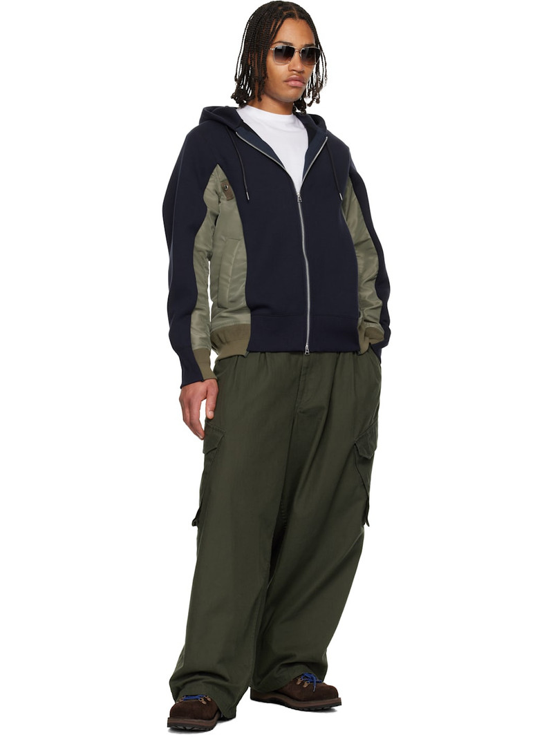 sacai Navy & Khaki Sponge Sweat & Nylon Twill Hoodie outlook