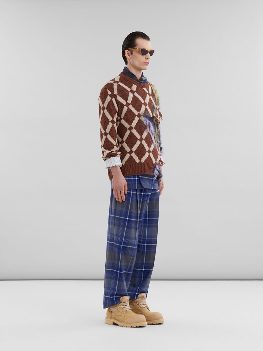 BLUE CHECKED WOOL BLAZER WITH MARNI MENDING - 6