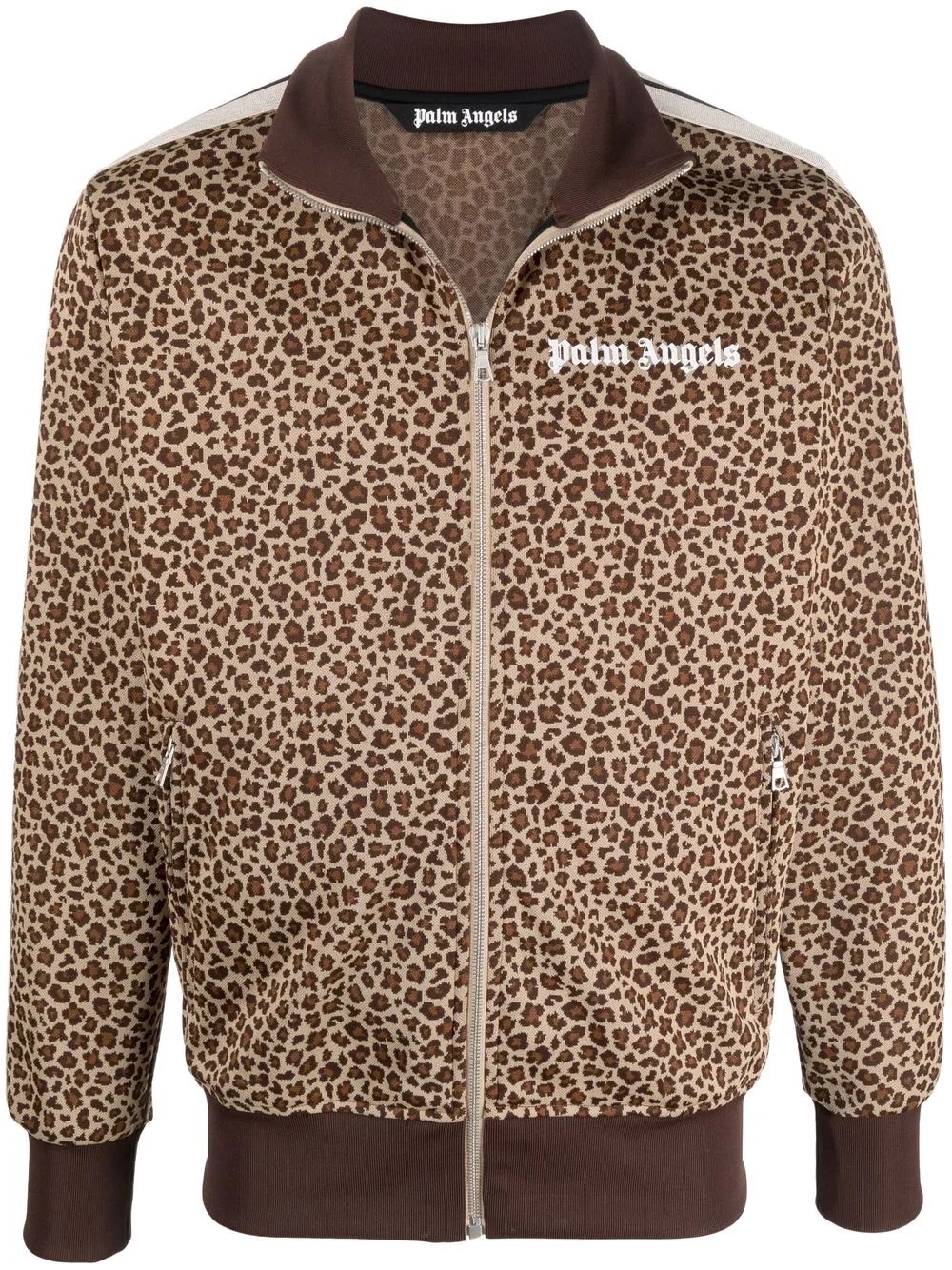 leopard jacquard zipped jacket - 1