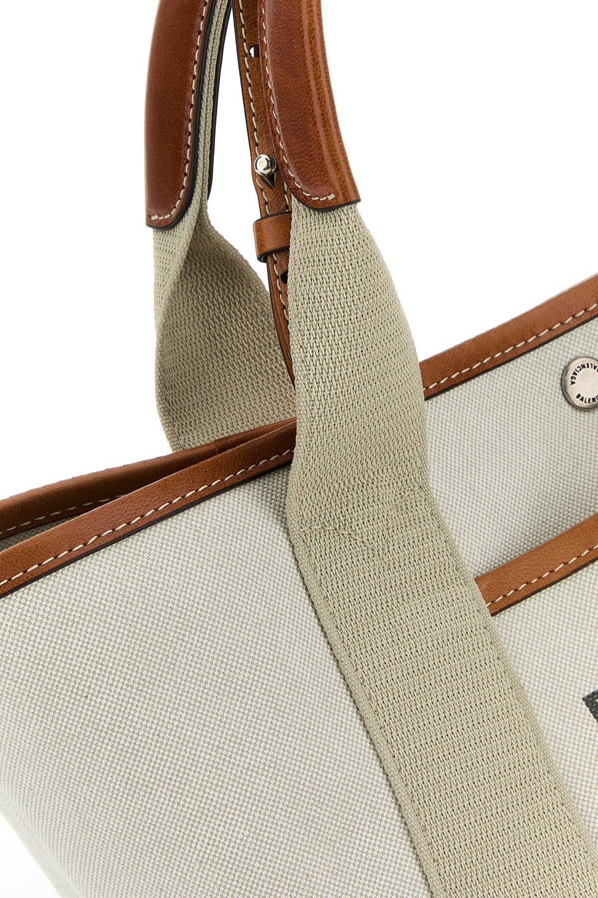 BALENCIAGA Sand canvas small Biarritz shopping bag