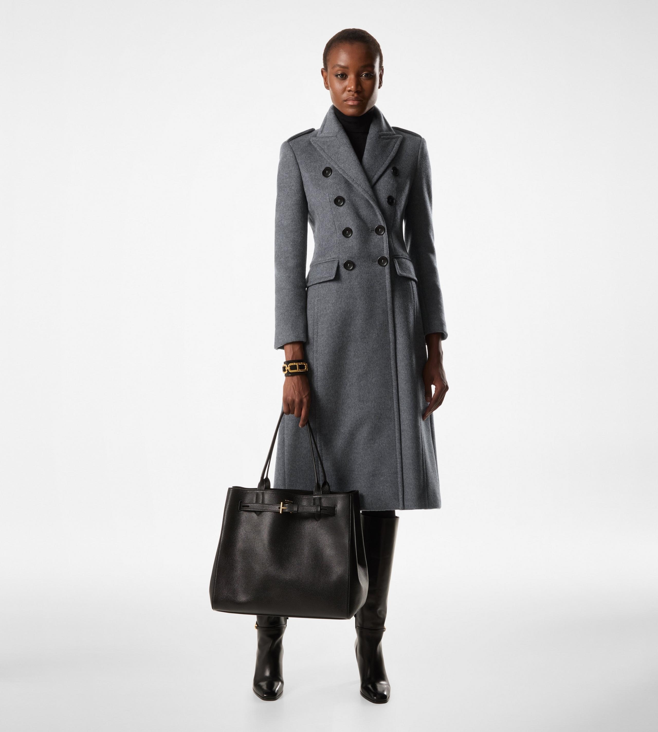 BRUSHED COMPACT CASHMERE DOUBLE BREASTED MILITARY COAT - 2