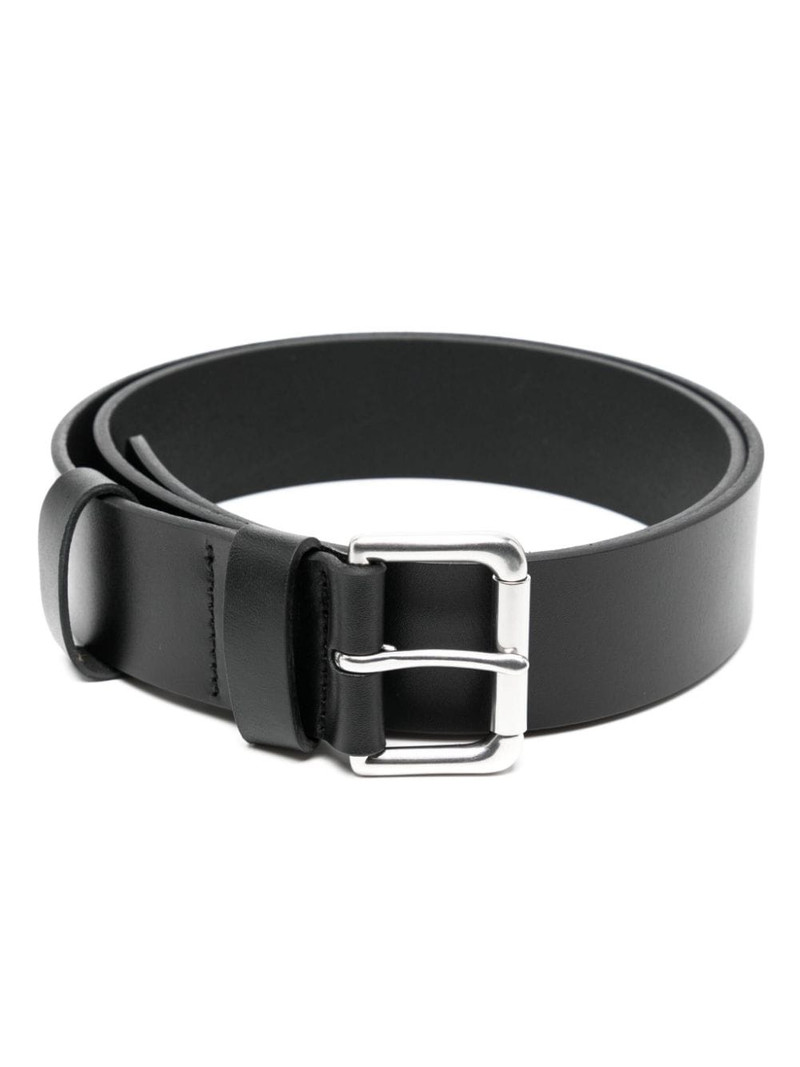 Roller logo-debossed leather belt 1